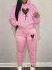 Women's Autumn And Winter Casual Fashion Leopard Print Heart-shaped Pattern Printed Thick Velvet Warm Hooded Sweatshirt+sweatpants Set-683_ecoleips.com