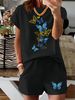 Women’s 2 Piece Outfit Set – Oversized Graphic T-Shirt And Biker Shorts Matching Set, Casual Summer Lounge Tracksuit For Daily Wear-306_ecoleips.com