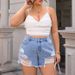 Plus Size Women's Ripped Studded Denim Shorts Hot Girl Style For Summer_ecoleips.com
