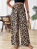 Women's Leopard Print Wide Leg Pants, High Waist Drawstring Casual Trousers, Loose Elastic Waist Palazzo Pants, Summer Vacation Streetwear_ecoleips.com