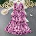 French Romantic Floral Print Dress – Wrap Waist Maxi Dress With Ruffle Sleeves & Flowy Skirt (7 Colors, One Size) | Boho Chic Spring/Summer Dress_ecoleips.com