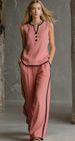 Women's Clothing Women's Elegant V Neck Black Trim Suit Sleeveless Simple Comfortable Spring Summer For Formal & Casual For Women_ecoleips.com