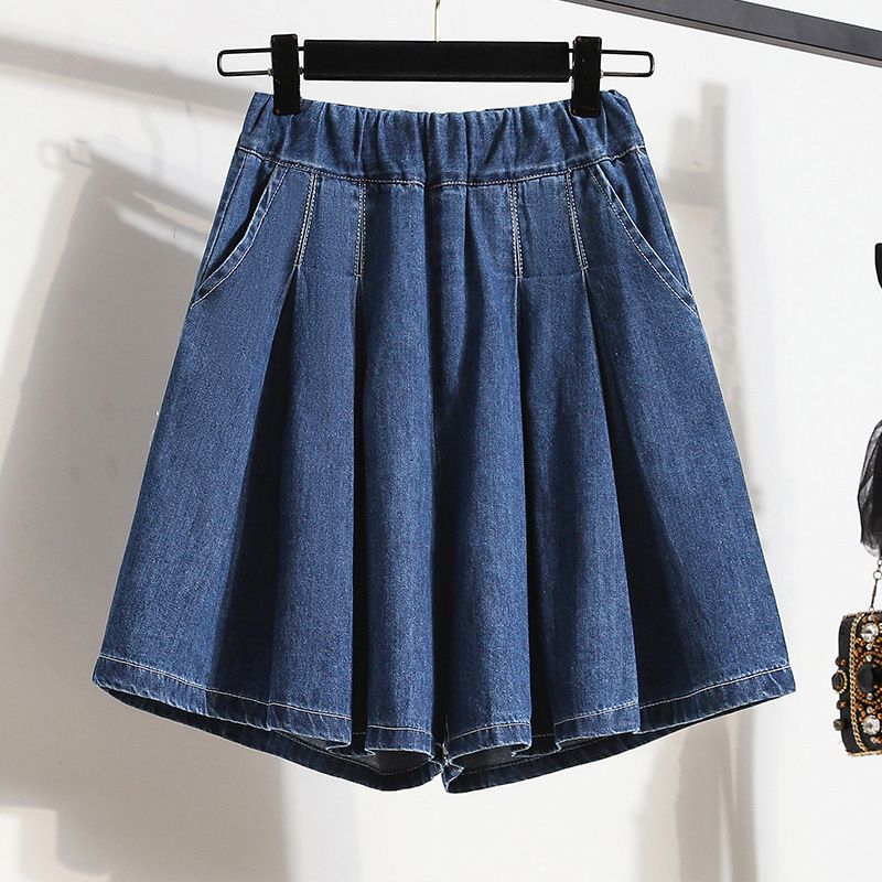 Women's Clothing Ice Silk Denim Shorts Women's High Waist Summer Thin New Pants Skirt Large Size Fat Mm Slim Tencel Shorts_ecoleips.com