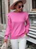 Women’s Loose Fit Ruffled Knit Sweater – Round Neck, Soft Acrylic Blend, European & American Style For Casual & Office Wear_ecoleips.com