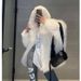 Women’s Fox Fur Hooded Coat – Trendy Faux Fur Jacket | Longline Winter Outerwear With Plush Collar_ecoleips.com