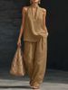 2026 New European And American Style Sleeveless Loose Shoulder Set For Women's Summer Casual Wide Leg Pants, Two Piece Set, Fashionable Trendy Style_ecoleips.com