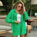 Women's Clothing ladies long-sleeved shorts loose casual women's clothing two-piece suit_ecoleips.com