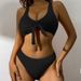 Women's Sexy Hollow-Out Bikini Set Two-Piece Striped Swimsuit for Beach Pool Soft Nylon Spandex Blend Black Orange White S M L XL_ecoleips.com