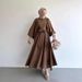 Verve 2025 New Muslim Fashion Lantern Sleeve Top With Flared Skirt Set_ecoleips.com