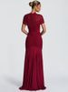 Mozision Short Sleeve Ruched Sexy Maxi Dress Women Elegant Hollow Out Turtleneck Bodycon Pleated Club Party Long Dress Female_ecoleips.com
