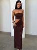Mozision Halter Neck Strapless Sexy Maxi Dress Women Summer Elegant Off-shoulder Ruched Cutout Bodycon Party Long Dresses_ecoleips.com
