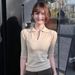 Korean-Style Polo Collar Half-Sleeve Knit Base Shirt For Women, New Spring-Summer Slim-Fit Inner Top With Straight_ecoleips.com