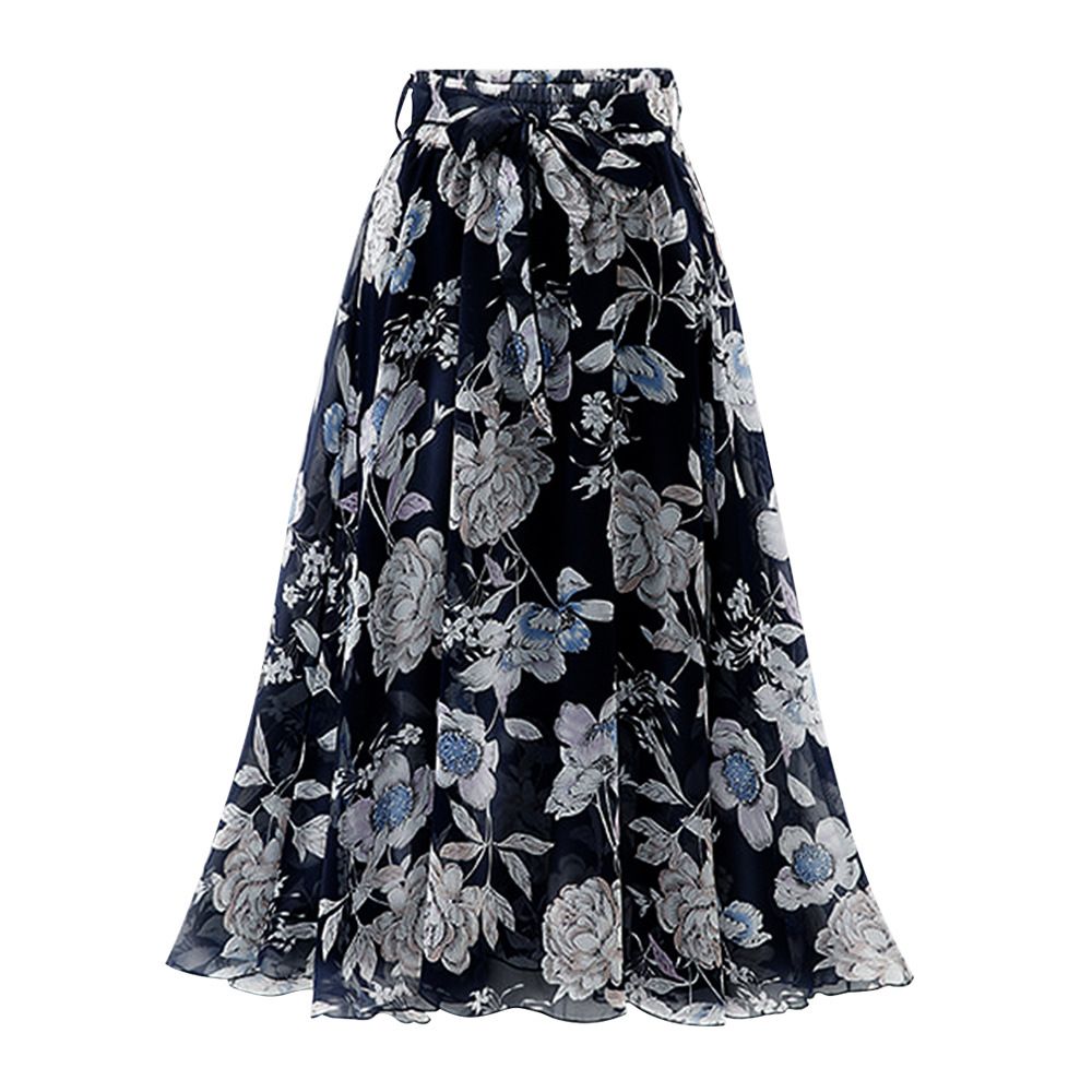 Women's Summer New Floral Chiffon Skirt Mid-length Print Fairy Skirt_ecoleips.com