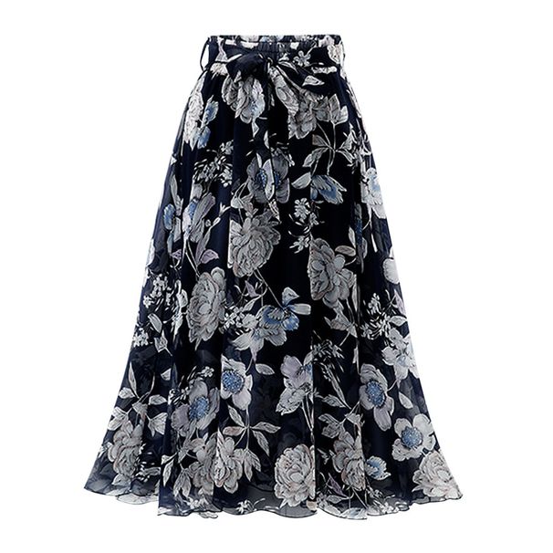 Women's Summer New Floral Chiffon Skirt Mid-length Print Fairy Skirt_ecoleips.com