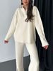 2025 European And American Cross-Border Autumn Winter New Women's Solid Color Zipper Knitted High Neck Ribbed Homewear_ecoleips.com