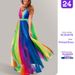 Spring/Summer Sexy Deep V Neck Rainbow Chiffon Camisole Dress for Women European American Cross Border Trade New Arrival 2025_ecoleips.com