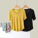 Modal Short-sleeved T-shirt Women's Summer New Korean Version Round Neck Slim-fitting Round Arc Pleated Top With Women's Bottoming Shirt_ecoleips.com