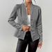 Women's Textured Blazer Jacket – Fall Trending Workwear With Button Detail, Polyester-Spandex Stretch Fit (White/Charcoal/Rose/Black/Khaki, S-Xxl)_ecoleips.com