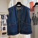 Fashionable Denim Vest Women, Spring Trendy And Stylish, Round Neck, Sleeveless, Suitable For Layering Or Wearing As An_ecoleips.com