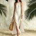 Women's Sleeveless Relaxed Fit Maxi Dress Casual Side Stripe Split Hem Linen Blend for Vacation And Daily Wear Blue Black Brown Red Green_ecoleips.com