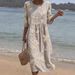 Best Selling Women's mid Length Sleeve round Neck Dress Side Pockets Beach Vacations_ecoleips.com