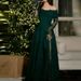 Sexy Off Shoulder High Waist Pleated Women's Dress Spring Elegant Solid Color Party Dress Lace Patchwork Long Sleeved Prom Dress_ecoleips.com