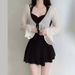 Women's High-End Two Piece Swimsuit Set Conservative Flattering Slimming Long Sleeved Sun Protective One Piece Dress Style For Hot Springs_ecoleips.com