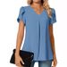 2025 Bestseller Women's Fashion Chiffon Blouse V-neck Ruffle Short Sleeve Waist-Cinching Top In Stock_ecoleips.com