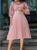 K Large Lace Hook Flower Sexy Hollow Pleated Dress Formal Dress_ecoleips.com