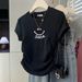 Women's Slim Fit round Neck Short Sleeve T-Shirt Petite Fashionable Printed Top Straight Shoulder Summer New Style_ecoleips.com