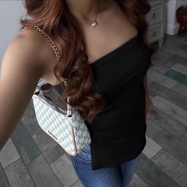 Women's Slim Fit Pullover Vest Summer American Street Style Strapless off the Shoulder Solid Color Simple Short Slightly Slit_ecoleips.com