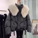 Women's Clothing Winter Short Puffer Jacket With Faux Fur Hood - Warm Cozy Black Quilted Coat For Petite To Plus Size_ecoleips.com