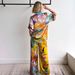 Women's Clothing Fashion Personality Printed Short Sleeved Color Matching Holiday Leisure Tether Suit_ecoleips.com