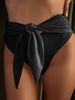 Women's Solid Color Swim Shorts - Knotted Waist Single Piece Swimming Trunks_ecoleips.com