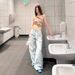 Washed And Worn Wide-leg Light Blue Jeans Women's Summer New Design Straight Loose Casual Pants_ecoleips.com
