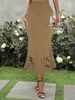 Women's Clothing new elegant knitted hip-wrapped hollow burnt flower fishtail skirt mid-length skirt one piece delivery_ecoleips.com
