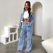 Women's Clothing Fashion Retro Pocket Washed Straight Workwear Jeans Joint Wide Leg Casual Jeans_ecoleips.com