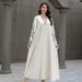 Modest Abaya Dress Muslim Ladies V Neck Embroidered Tassel Robe Abaya Temperament Arabic Dress For Women Middle East Style_ecoleips.com