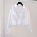 Women's Clothing Spring And Autumn Fashion Small Light Blue Short Shirt Women's Double Pocket Loose Long Sleeve Shirt_ecoleips.com
