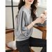 Women's Designer Style Sweatshirt Loose Fitting Korean Textured Long Sleeved Color Blocked Top Spring Autumn Collection_ecoleips.com