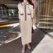Women's Style Chic Retro Color Block Knit Dress Elegant Pleated Loose Long Skirt_ecoleips.com