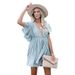 Women's Clothing Crochet Belted Cover-Up Dress - Sexy Backless Beach Tunic With Sun Protection, Lightweight Breathable Rayon Blend_ecoleips.com