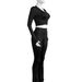 Women's High Waist Short Top Three Piece Suit Micro Flared Casual Sports Set Basic Solid Color_ecoleips.com