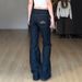 Retro Style Slim Fit Flared Jeans Low Rise Distressed Denim With Letter Embroidery For Women Versatile Commuter Trousers_ecoleips.com