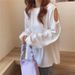 real-shot Autumn Hooded Cotton Solid Color Versatile Off-shoulder Loose Lightweight Hoodie Jacket Top For_ecoleips.com