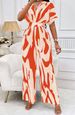 K New Short Sleeved Printed Waist Cinching Jumpsuit Fashionable Wide Leg Pants For Women_ecoleips.com