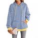 Women's Casual Striped Hooded Sweatshirt Oversized Streetwear Pullover Cotton Blend Long Sleeve Loose Fit Fall Winter Fashion_ecoleips.com