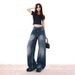 26ss| 2026 American Retro Washed Distressed Drapey Spring-summer Versatile Floor-length Everyday Denim Pants New Style_ecoleips.com