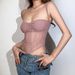 Spring 2024 Women's Fashion Camisole Mesh See through Fishbone Slim Sexy Vest European American Style Cross Border New_ecoleips.com