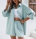 Aria Basics Aria Basics Women's 2023 Spring Solid Color Turn-down Collar Long Sleeve Shirt Elastic High Waist Shorts Fashion Casual Set_ecoleips.com